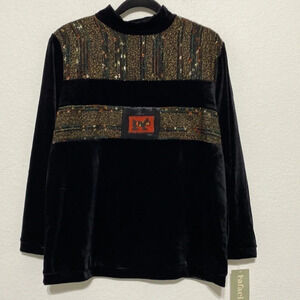 Rafael Velvet Embroidered Top Size M